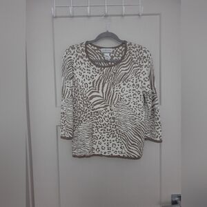 Alfred Dunner First Frost Animal Print Sweater